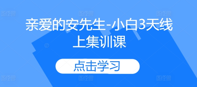 亲爱的安先生-小白3天线上集训课-泡泡网赚