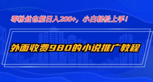 外面收费980的小说推广教程：零粉丝也能日入200+，小白轻松上手！-泡泡网赚