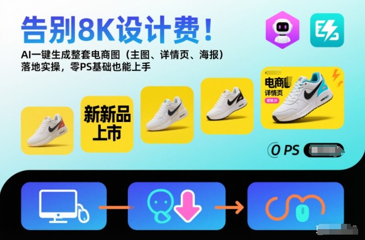 告别8K设计费！AI一键生成整套电商图(主图、详情页、海报)落地实操，零PS基础也能上手-泡泡网赚